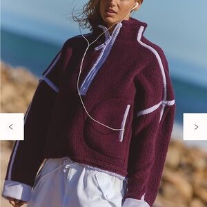 Free People Mountain High Half Zip Fleece XS Color: Black Cherry Combo NWT